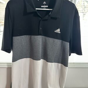 Adidas Black and Gray Polo Shirt Athletic Style